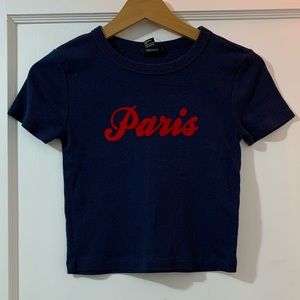 blue paris crop top